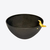 Schüssel – S/M – Keramik – mit goldigem Vogel – handgefertigt CH