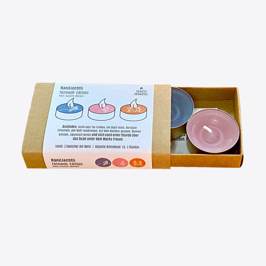 Fernweh Sommeredition – NaniLiechtli – 3er Motivteelicht-Set