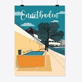 Vintage Ennetbaden Heisse Brunnen - Poster / Plakat