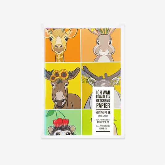 Notizheft aus Geschenkpapier – Blumentiere – A6