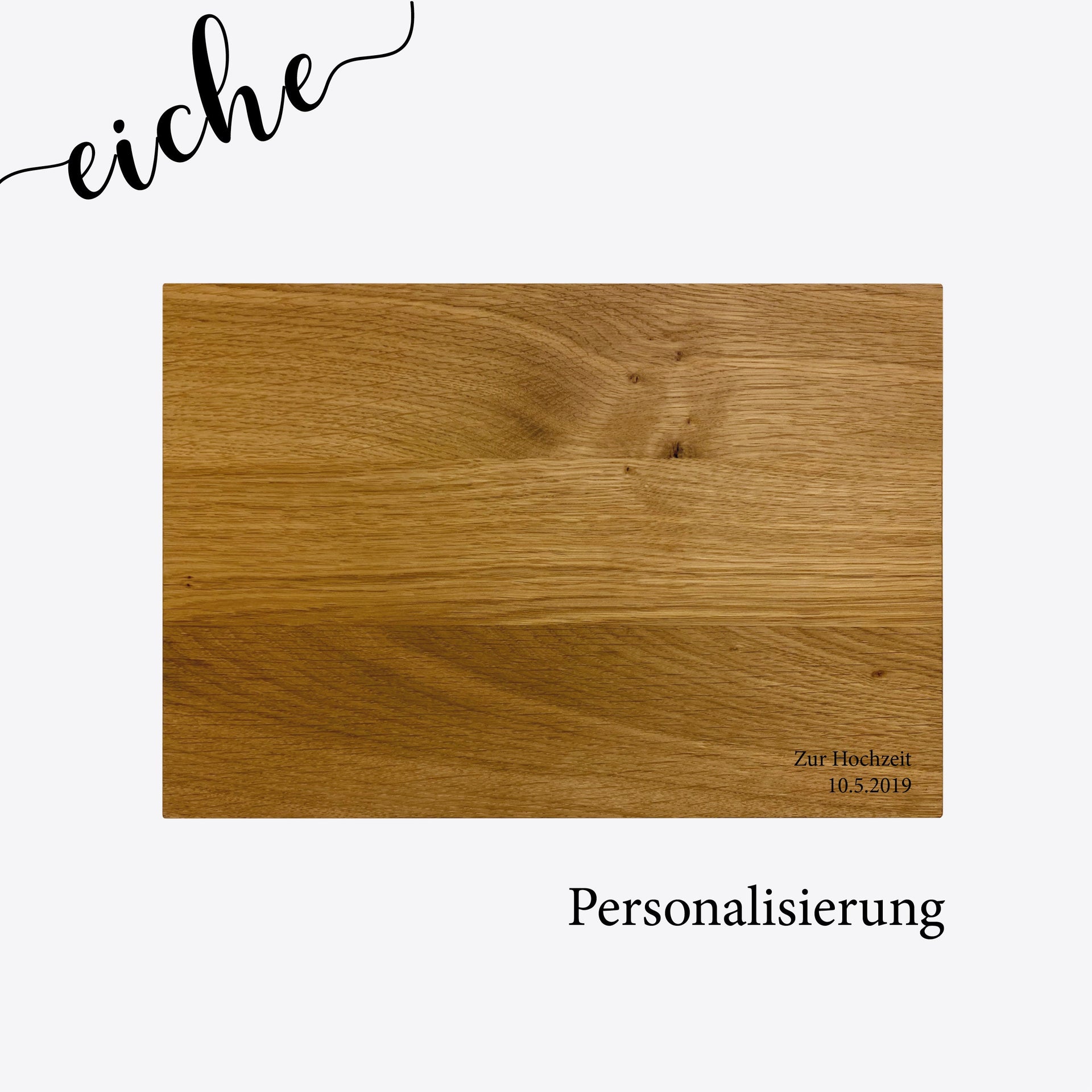 Holzschneidebrett aus Eiche mit Gravur