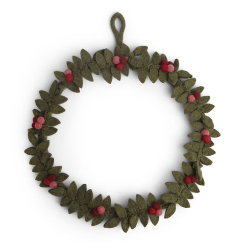 Big Green Wreath w/Red Berries – Green felt wreath with red berries by Gry &amp; Sif
