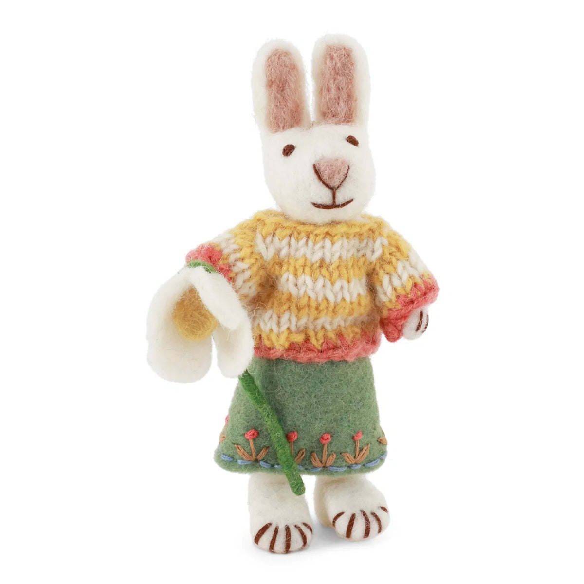 Hase mit Schneeglöckchen – Handgemacht aus Filz von Gry & Sif