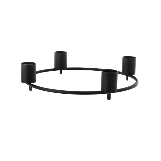 Anneau porte-bougies MODERN – pour 4 bougies bâton – noir – sans verre – Balthasar