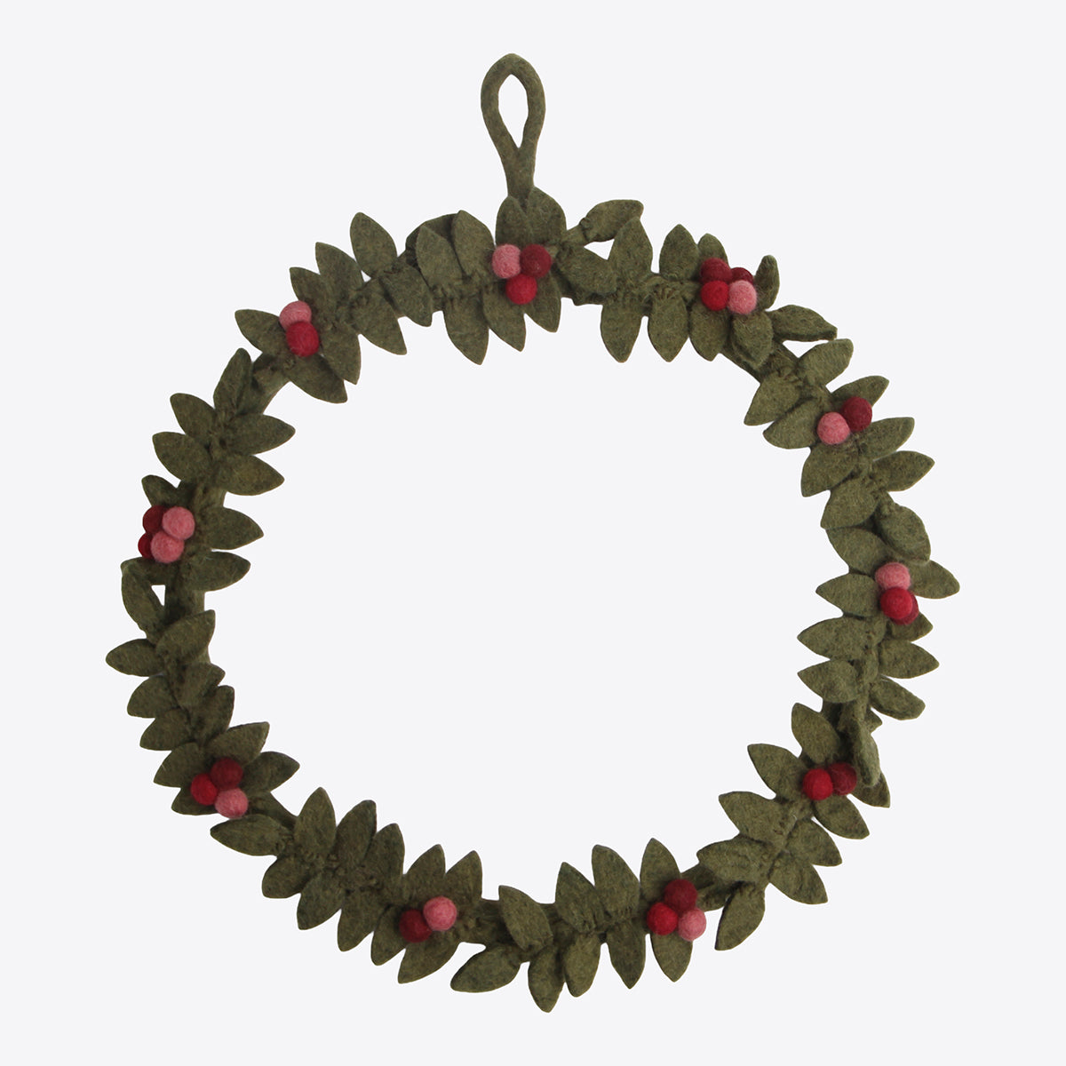 Big Green Wreath w/Red Berries – Green felt wreath with red berries by Gry &amp; Sif