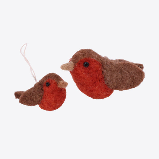 Filz-Rotkehlchen 2er-Set von Gry & Sif – grosse und kleine Figur mit Hänge-Schlaufe – bei NaniManu