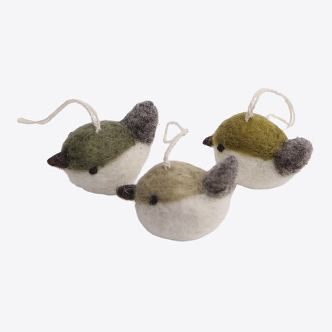 Birds Green Colors – Set of 3 – Handmade from felt by Gry &amp; Sif