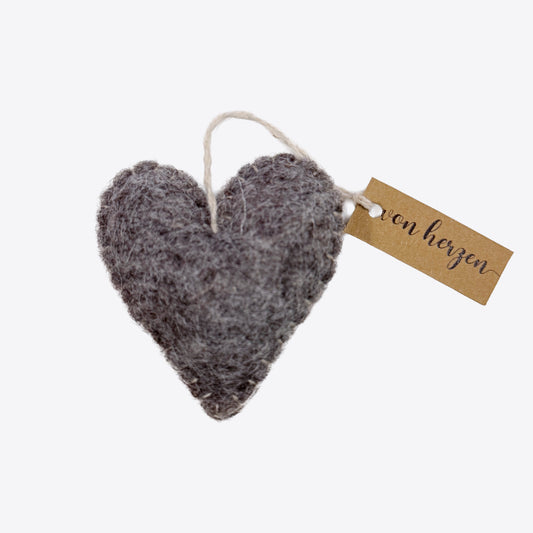 Filzherz – Grau – Handgemacht aus Filz von Gry & Sif