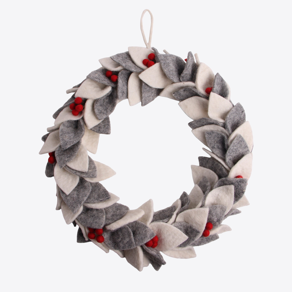 Big White/Grey Wreath w/Berries – White felt wreath with berries by Gry &amp; Sif