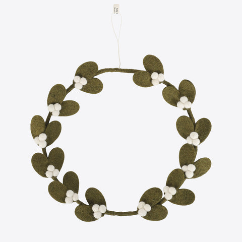 Mistletoe Wreath Dark Green - Big – Mistletoe wreath made of felt by Gry &amp; Sif
