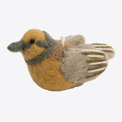 Bird – Ochre-Green – Handmade from felt by Gry &amp; Sif