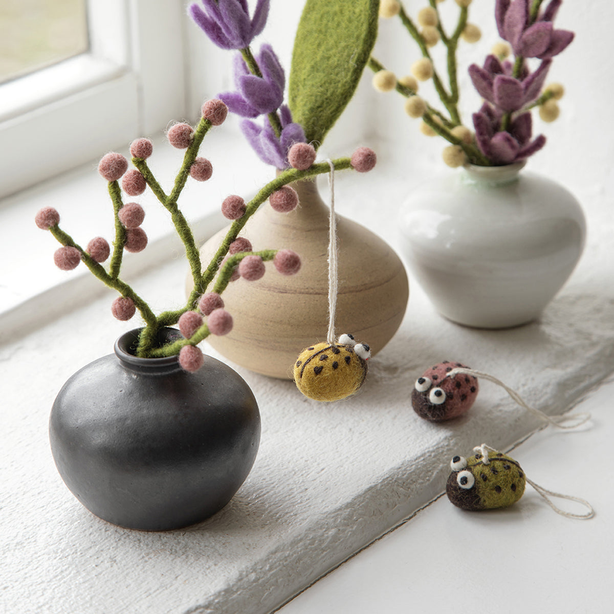 Ladybugs - Mixed Colors - Set of 3 – Colorful felt ladybugs in a set by Gry &amp; Sif