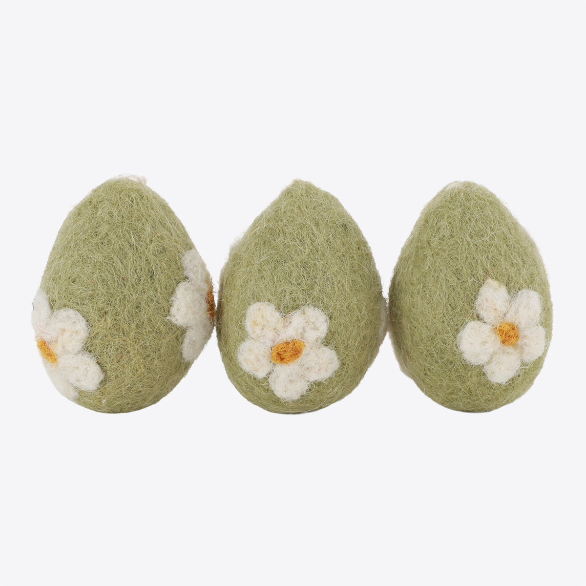 Eggs Mint Flowers – Set of 3 – Handmade from felt by Gry &amp; Sif
