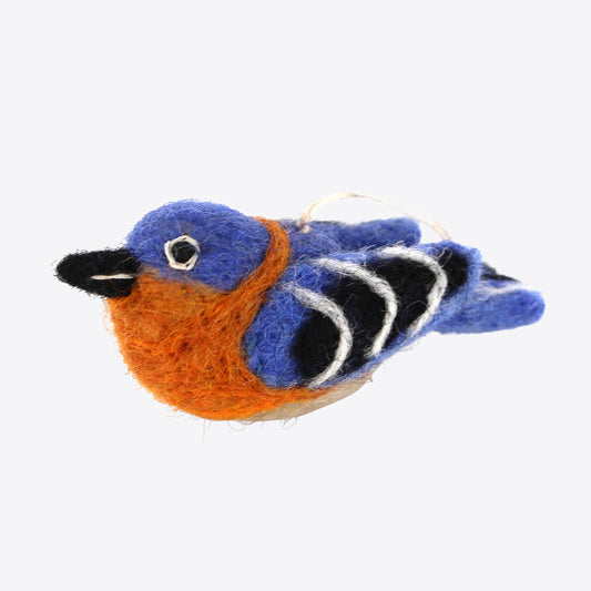 Vogel – Rotkehl-Hüttensänger – Filz-Deko in Blau von Gry & Sif