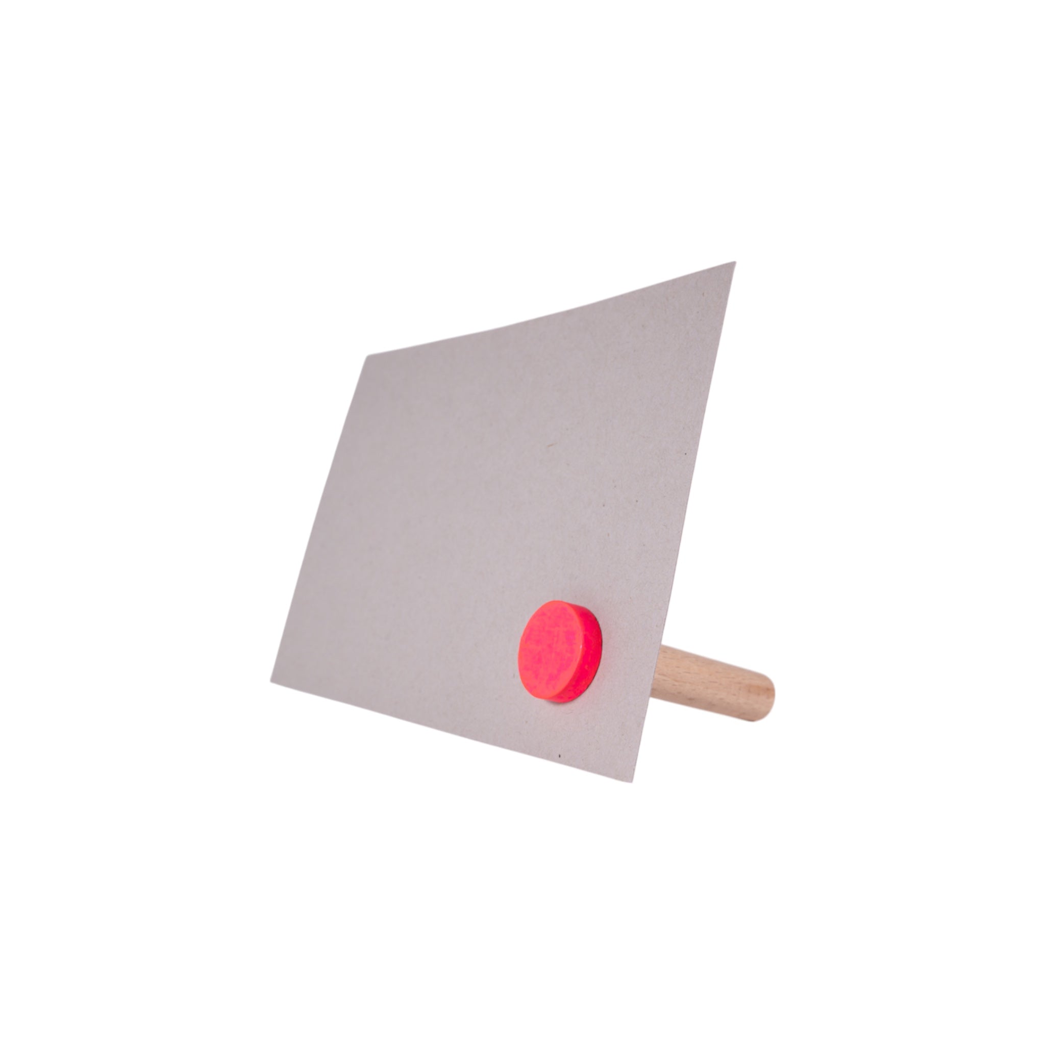 Wort-Halter Neon Pink mit eingesteckter Karte – Rundholz aus Buche mit Magnet