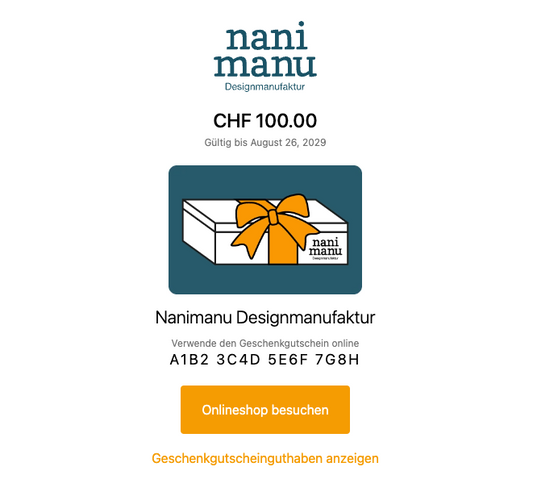 Chèque-cadeau numérique NaniManu