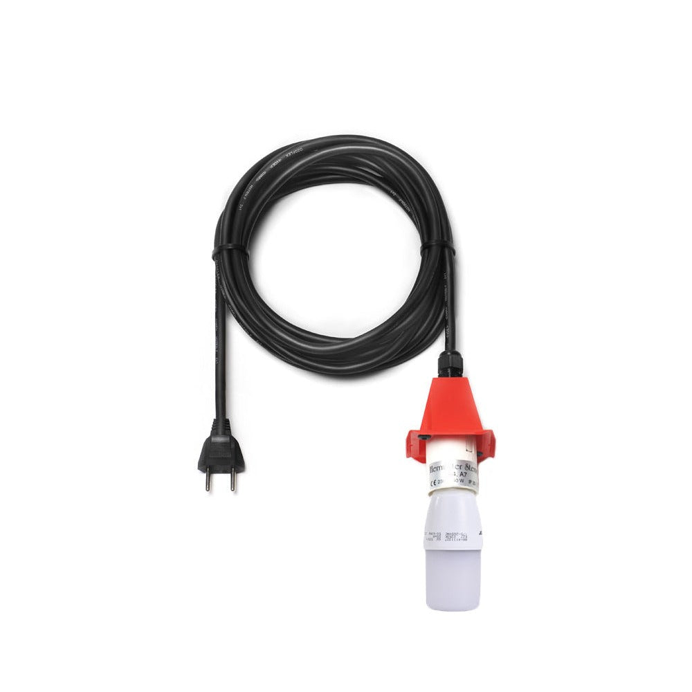 Herrnhuter Kabel A4/A7, 5 m, schwarz, mit E27-Fassung und LED (Abbildung mit roter Kappe)