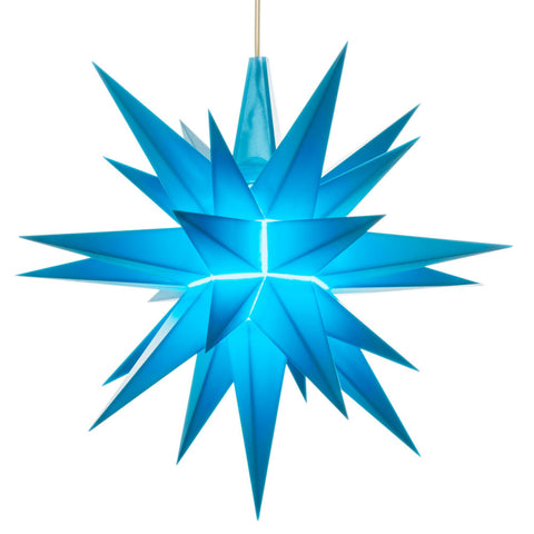 Herrnhuter Stern A1e in Blau, beleuchtet, Ø 13 cm