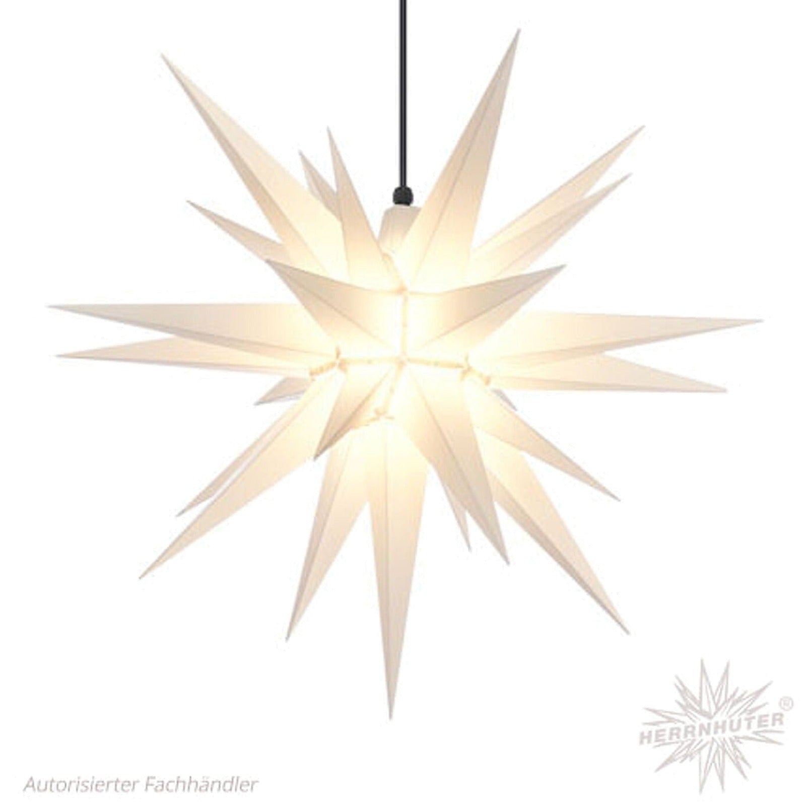 Original Herrnhuter Stern A7 in Weiss, Ø 68 cm, beleuchtet