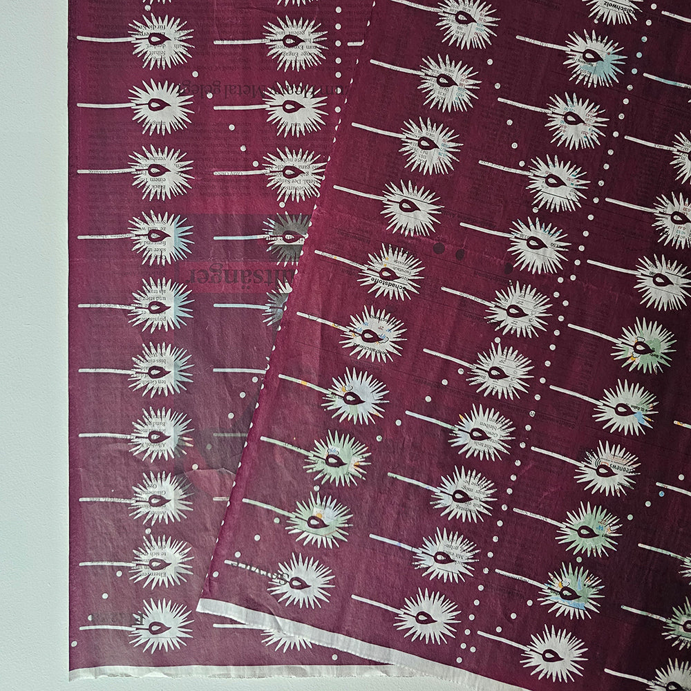 Wrapping paper «The Little Match Girl» by Märchenprints laid out: candles, white on wine red, screen-printed on newspaper
