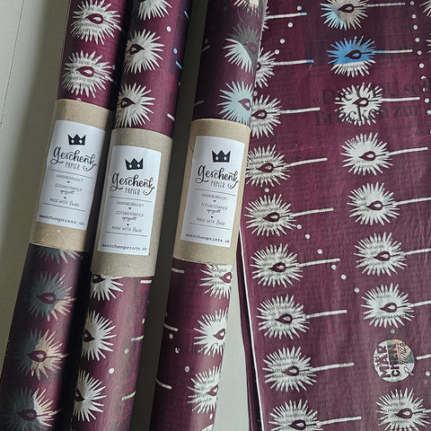 Three rolls of «The Little Match Girl» wrapping paper with Märchenprints label
