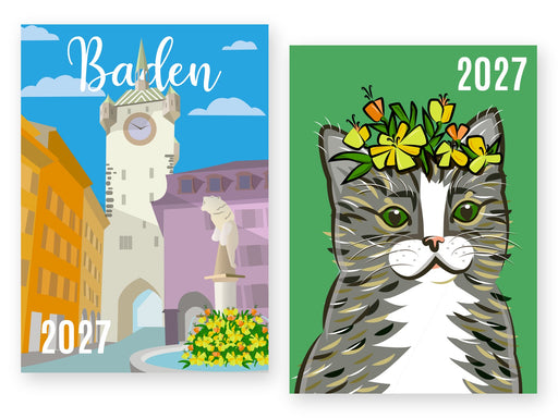 Die Agenden 2027 von Reana: Stadtturm Baden und Katze Sir James