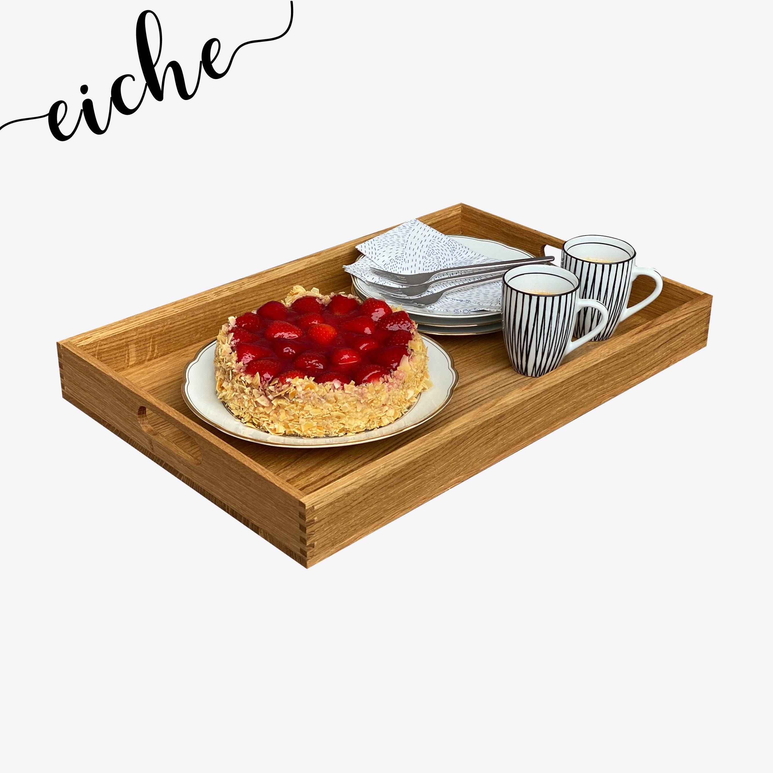 Plateau De Service Carré En Bois Naturel Niceminiwall - Parfait Pour Petit Déjeuner, Thé, Café, Gâteaux Et Fruits (20 X 20 X 1,5 Cm)