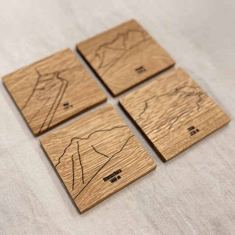 Schweizer Berge – Zentral- und Innerschweiz – Untersetzer – 4er Set – Eiche