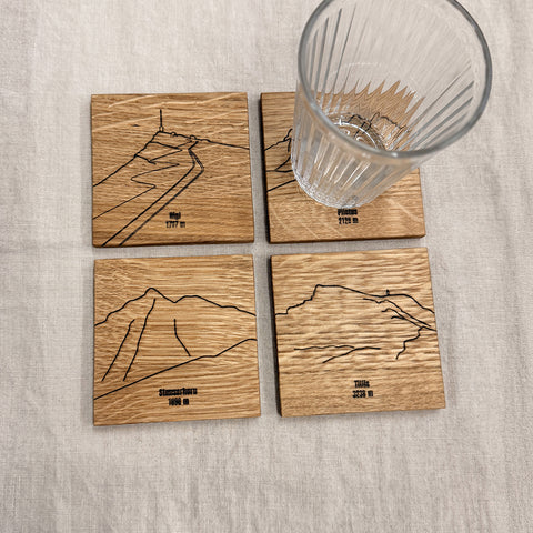 Schweizer Berge – Zentral- und Innerschweiz – Untersetzer – 4er Set – Eiche