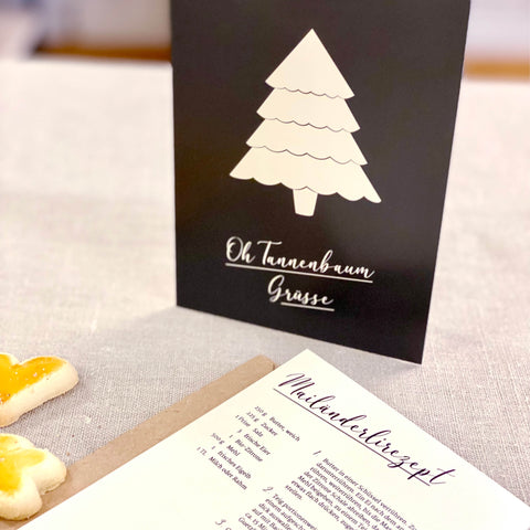 Tannenbaum mit Mailänderli Rezept – Faltkarte mit Couvert