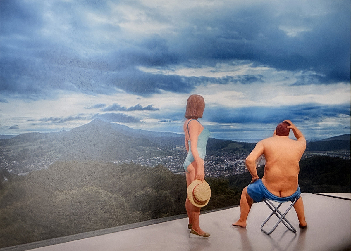 Kleine Bäder: Thermalbadwetter, Sicht auf Baden von der Baldegg – Postkarte – Nicolas Petit