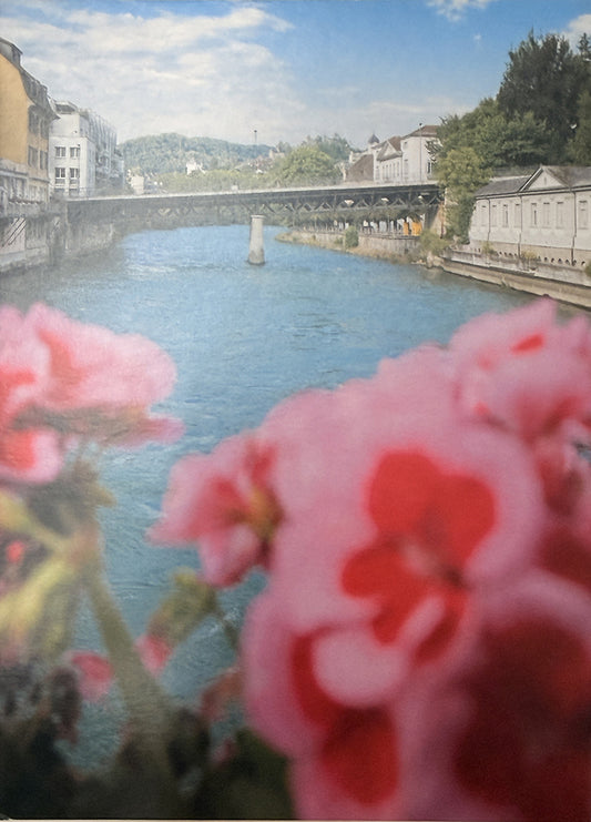 2021 – Schiefe Brücke – Baden – Hochformat – Postkarte – Nicolas Petit