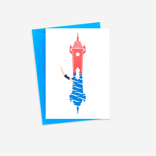 Stadtturm Baden – Postkarte mit Couvert, blau – A6