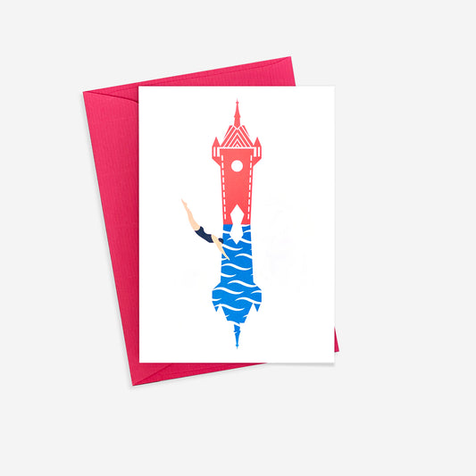 Stadtturm Baden – Postkarte mit Couvert, rot – A6