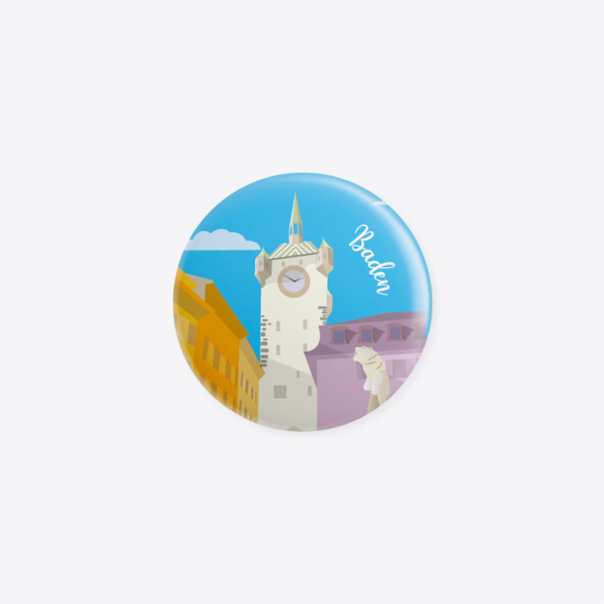 Vintage Baden – Stadtturm – Magnet rund – Kunststoff – Reana.Design