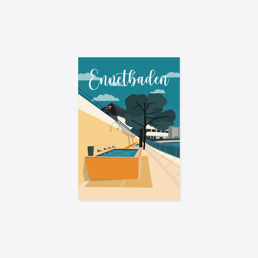 Vintage Ennetbaden – Heisse Brunnen – Postkarte
