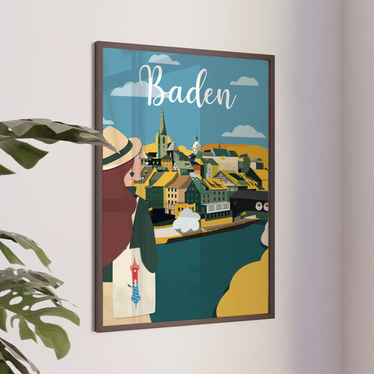 Vintage Baden – Altstadt-02 – Poster im Bilderrahmen
