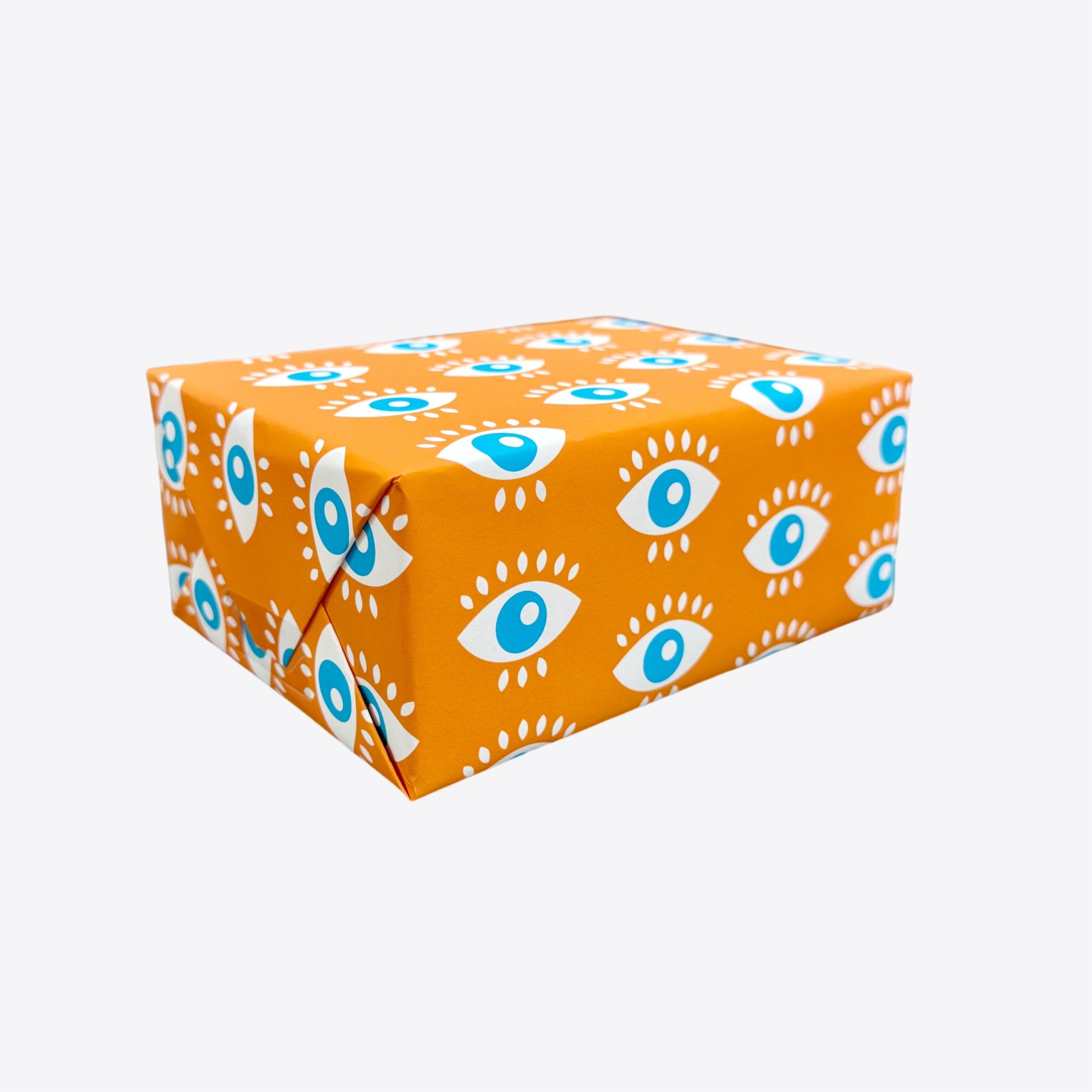 Notizheft aus Geschenkpapier – all eyes on me – orange – A6