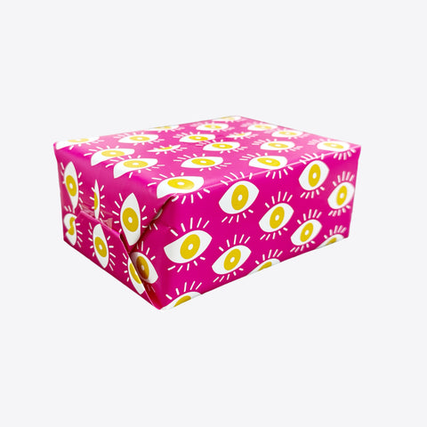 Notizheft aus Geschenkpapier – all eyes on me – pink – A6