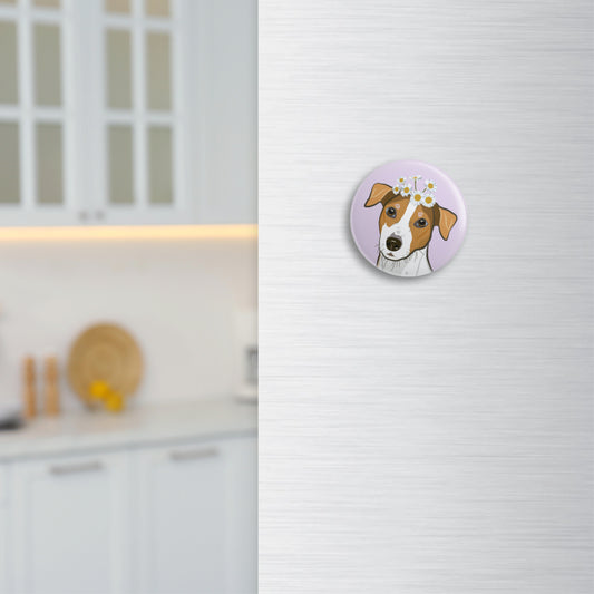 Blumentiere – Hund – Jack Russell Terrier – Oskar – Magnet rund – Kunststoff