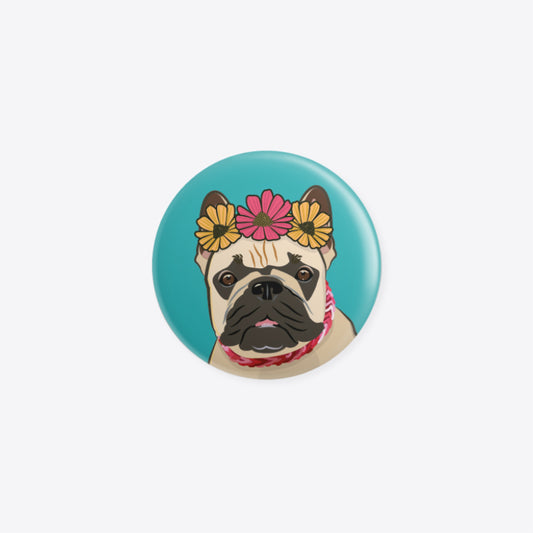 Blumentiere – Hund – Französische Bulldogge – Pipilotta – Magnet rund – Kunststoff