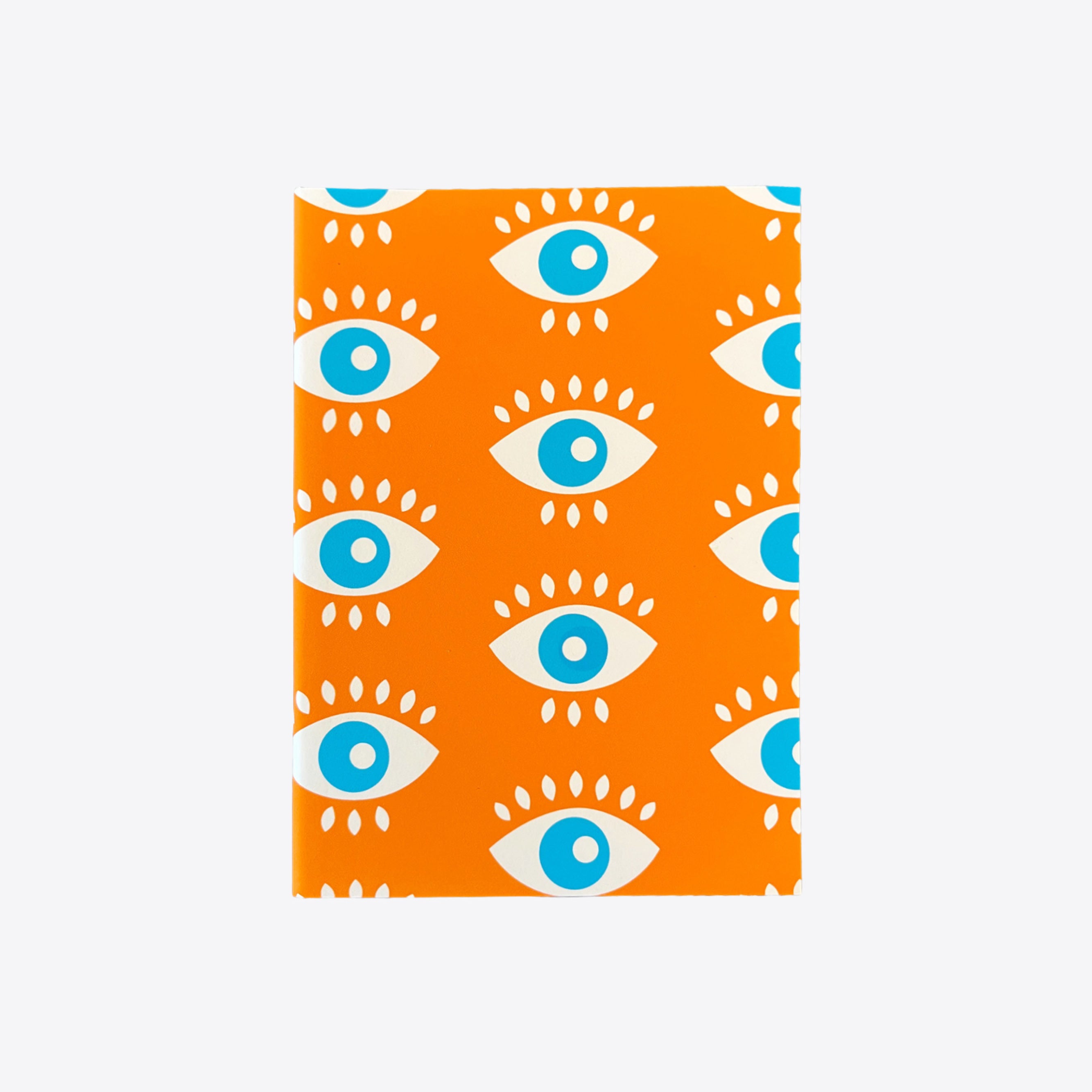 Notizheft aus Geschenkpapier – all eyes on me – orange – A6