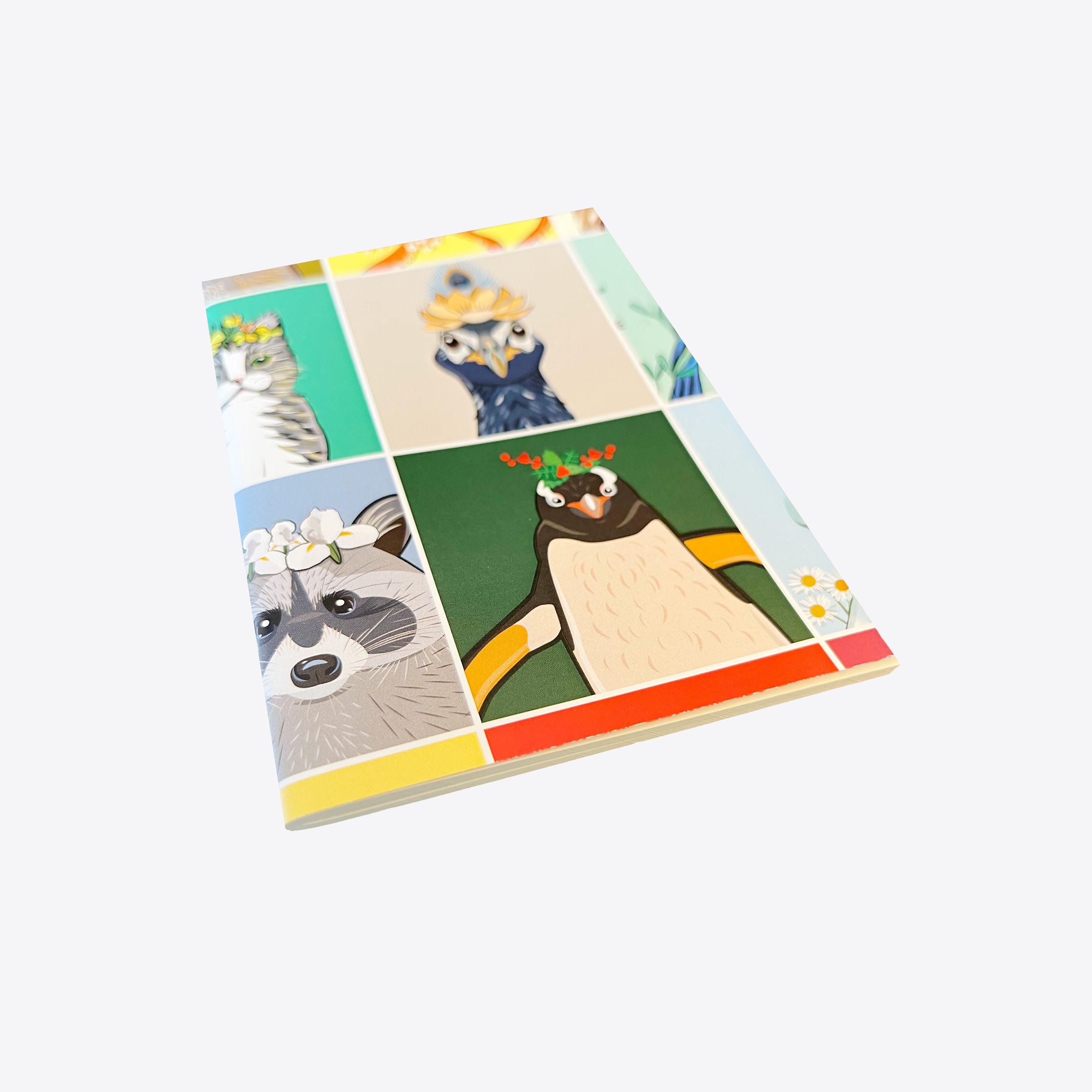 Notizheft aus Geschenkpapier – Blumentiere – A6