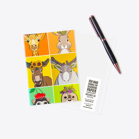 Notizheft aus Geschenkpapier – Blumentiere – A6