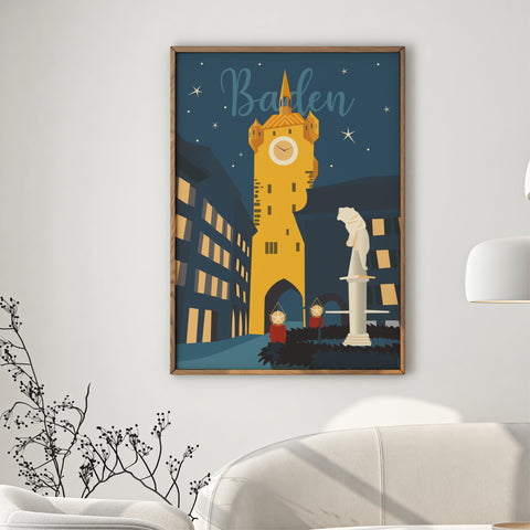 Vintage Baden – Stadtturm im Advent – Poster/Plakat – Reana.Design