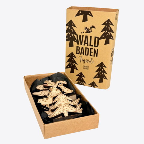 WaldBaden – Figürchen-Set – 10 Tiere – 3 Bäume