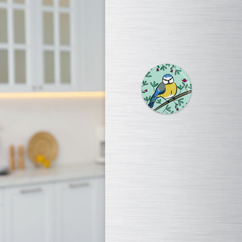 Blumentiere – Blaumeise – Sam – Magnet rund – Kunststoff