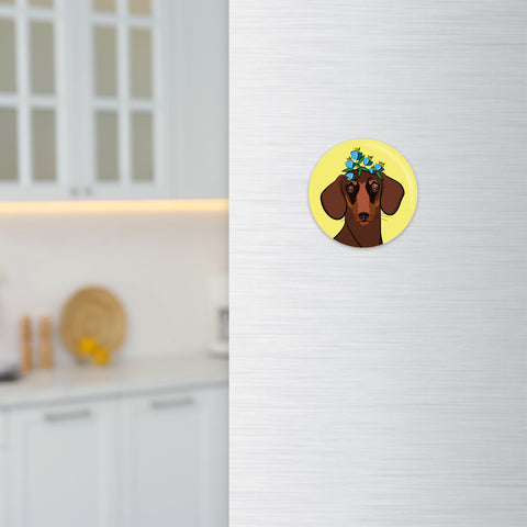 Blumentiere – Dackel – Ida – Magnet rund – Kunststoff