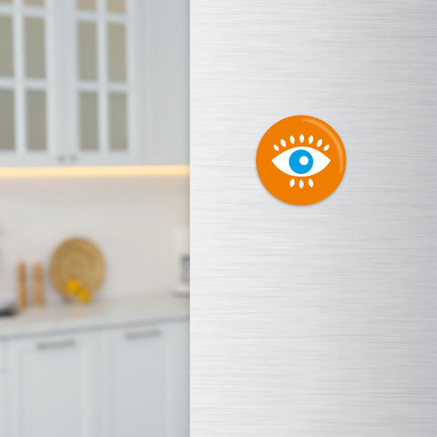 All eyes on me – Magnet rund – Orange – Kunststoff