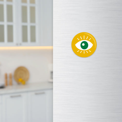 All eyes on me – Magnet rund – Gelb – Kunststoff